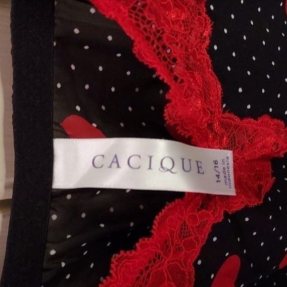 Cacique Valentine Heart Romper Lace Trim - Picture 3 of 11